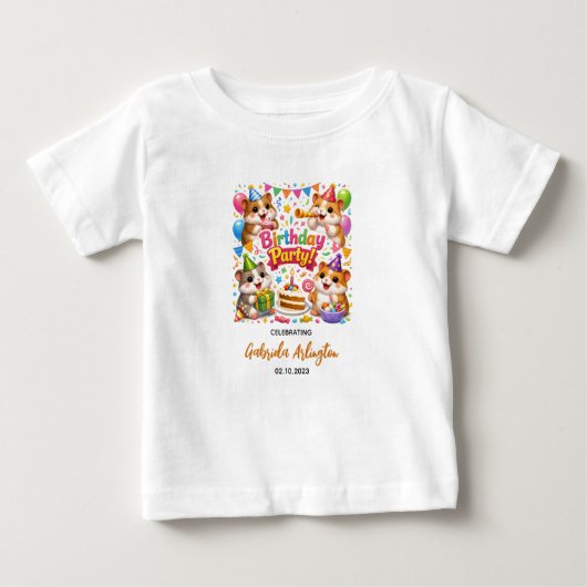 Cute Hamster Birthday Party | Kids Hamster ベビーTシャツ (正面)