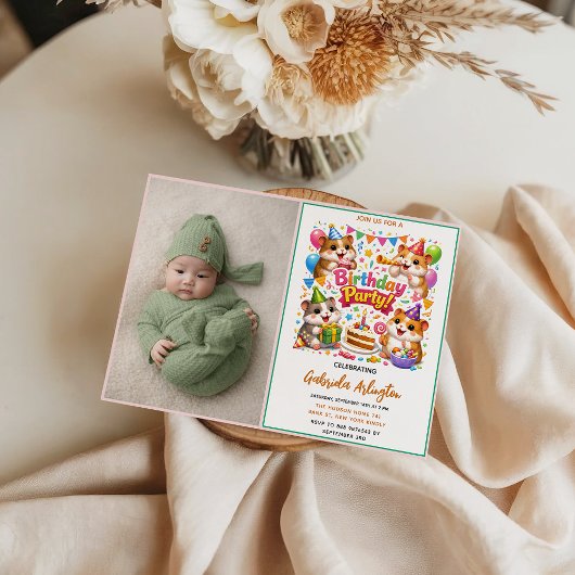 Cute Hamster Birthday Party | Kids Hamster 招待状