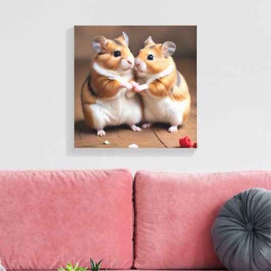 Cute Hamster Couple Canvas Print キャンバスプリント (インサイチュ (リビング))