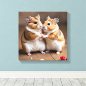 Cute Hamster Couple Canvas Print キャンバスプリント (インサイチュ (ウッドフロア))