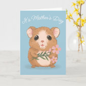 Cute Hamster Dark Humor Mother's Day Card カード (黄色い花)