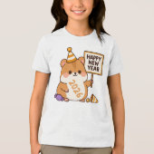 Cute Hamster Happy New Year 2026 トライブレンドＴシャツ (正面)