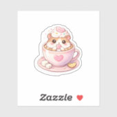 Cute Hamster in Coffee Cup Kawaii Sticker シール (シート)