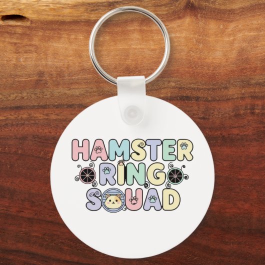 Cute Hamster Ring Squad Pastel Design キーホルダー (正面)