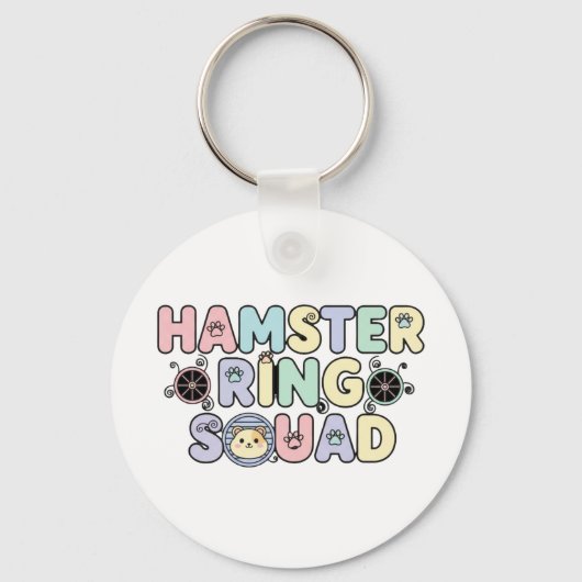 Cute Hamster Ring Squad Pastel Design キーホルダー (裏面)