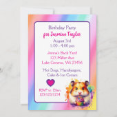 Cute Hamster Themed Girl's Birthday Party 招待状 (裏面)