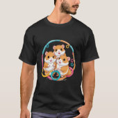 Cute Hamster Trio in Colorful Rings Tシャツ (正面)