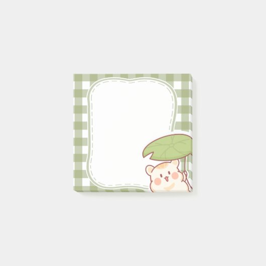 Cute Hamster with Lotus Leaf Frame ポストイット (正面)