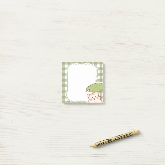 Cute Hamster with Lotus Leaf Frame ポストイット (デスク上)