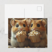 Cute Hamsters With Popcorn ポストカード (正面/裏面)