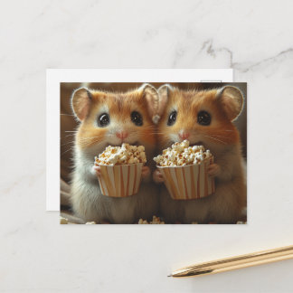 Cute Hamsters With Popcorn ポストカード