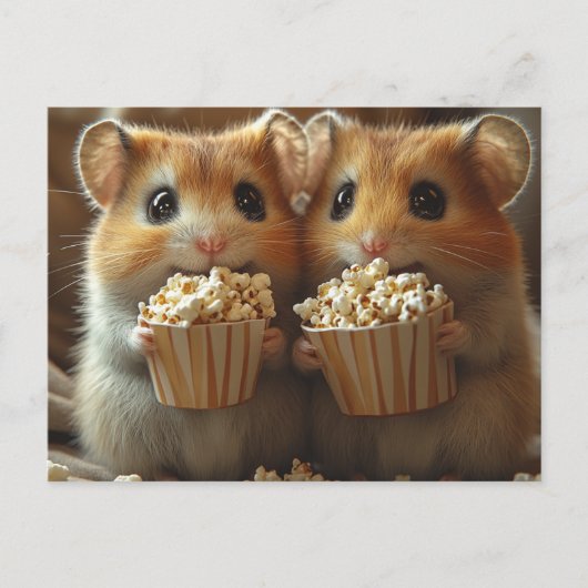 Cute Hamsters With Popcorn ポストカード (正面)