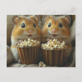 Cute Hamsters With Popcorn For movie Night ポストカード (正面)
