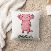 Cute Hand-Drawn Axolotl Cartoon クッション (ブランケット)