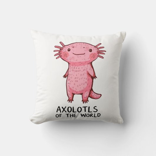 Cute Hand-Drawn Axolotl Cartoon クッション (正面)