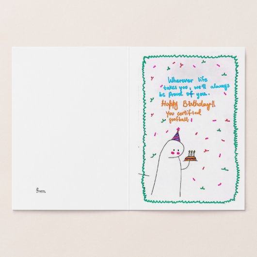 Cute Hand-Drawn Birthday Card with Dancing Friend 箔カード (内部)