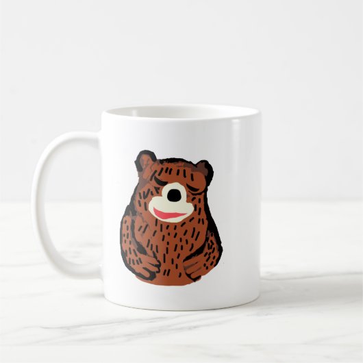 Cute Hand-Drawn Brown Bear Hug Coffee Mug コーヒーマグカップ (左)