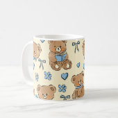 Cute Hand-drawn Brown Teddy Bears Seamless Pattern コーヒーマグカップ (正面左)