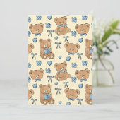 Cute Hand-drawn Brown Teddy Bears Seamless Pattern 招待状 (スタンド正面)