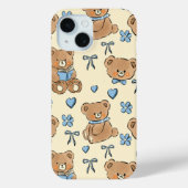 Cute Hand-drawn Brown Teddy Bears Seamless Pattern Case-Mate iPhoneケース (裏面)
