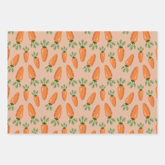 Cute Hand-drawn Carrots Seamless Pattern ラッピングペーパーシート (正面)