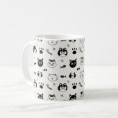 Cute Hand-drawn Cat Faces Doodle Pattern コーヒーマグカップ (正面左)