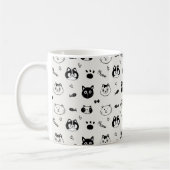 Cute Hand-drawn Cat Faces Doodle Pattern コーヒーマグカップ (左)