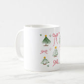 Cute Hand Drawn Christmas Trees and Bows Pattern コーヒーマグカップ (正面左)