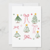 Cute Hand Drawn Christmas Trees and Bows Pattern 招待状 (正面)