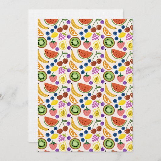 Cute Hand-drawn Doodle Fruits Seamless Pattern 招待状 (正面/裏面)