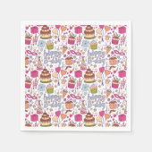 Cute Hand Drawn Doodle Fun Happy Birthday  スタンダードカクテルナプキン (正面)