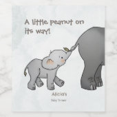 Cute Hand Drawn Elephant Little Peanut Baby Shower ワインラベル (シングルラベル)