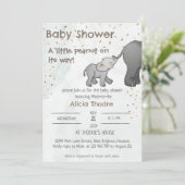 Cute Hand Drawn Elephant Little Peanut Baby Shower 招待状 (スタンド正面)