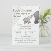 Cute Hand Drawn Elephant Little Peanut Baby Shower 招待状 (スタンド正面)