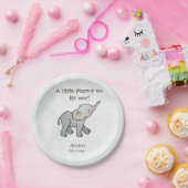  Cute Hand Drawn Elephant Little Peanut BabyShower ペーパープレート (パーティー)