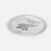  Cute Hand Drawn Elephant Little Peanut BabyShower ペーパープレート (アングル)