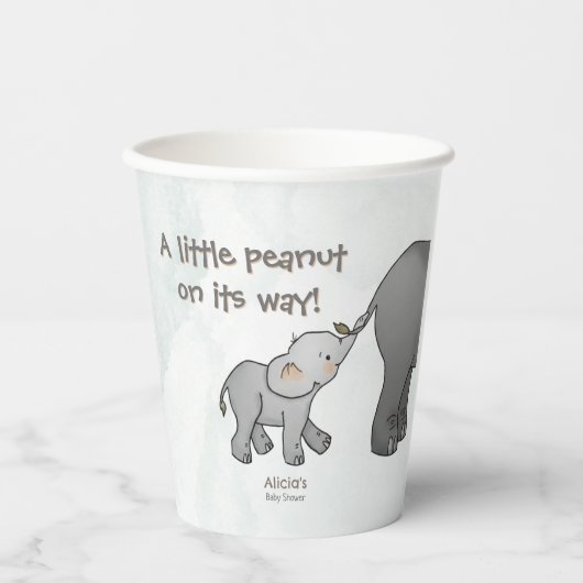 Cute Hand Drawn Elephant Little Peanut on its way 紙コップ (正面)