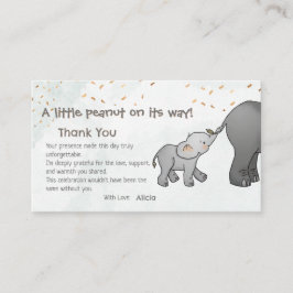 Cute Hand Drawn Elephant Little Peanut Thank You エンクロージャーカード