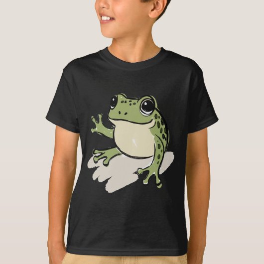 Cute Hand-Drawn Frog Illustration - Adorable Green Tシャツ (正面)