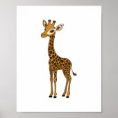 Cute Hand-Drawn Giraffe Nursery Art ポスター (正面)
