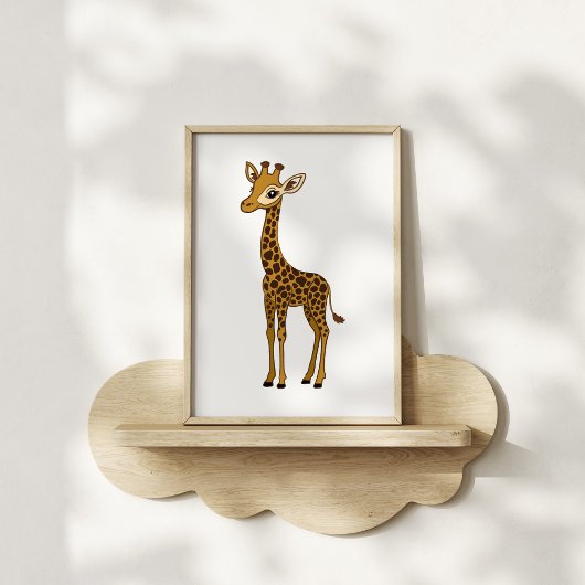 Cute Hand-Drawn Giraffe Nursery Art ポスター