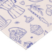 Cute Hand Drawn Italian Food and Flowers テーブルクロス (アングル)