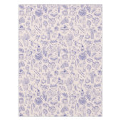 Cute Hand Drawn Italian Food and Flowers テーブルクロス (正面)