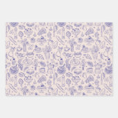 Cute Hand Drawn Italian Food and Flowers Kitchen ラッピングペーパーシート (正面)