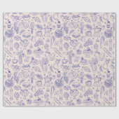 Cute Hand Drawn Italian Food and Flowers Kitchen ラッピングペーパー (フラット)