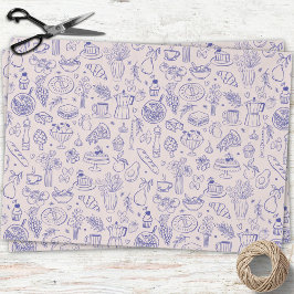 Cute Hand Drawn Italian Food and Flowers Kitchen 薄葉紙