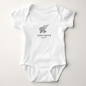 Cute Hand Drawn Little Peanut Baby Elephant Name ベビーボディスーツ (正面)