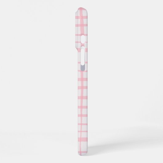 Cute Hand-Drawn Modern Pink Grid iPhoneケース (左側面)