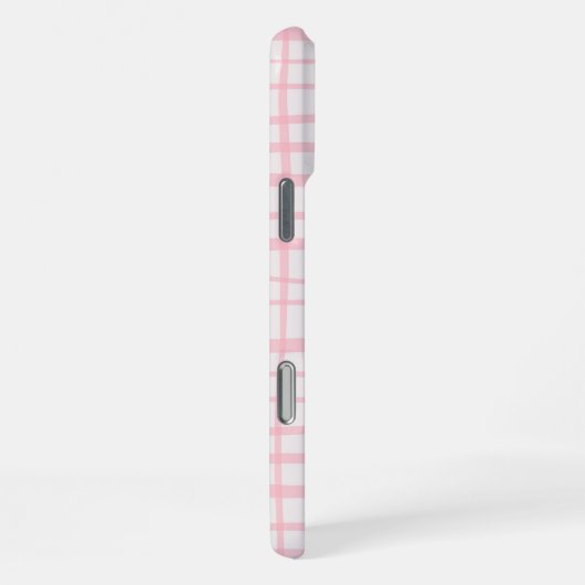 Cute Hand-Drawn Modern Pink Grid iPhoneケース (右側面)