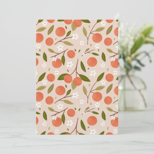 Cute Hand-drawn Orange Blossom Seamless Pattern 招待状 (スタンド正面)